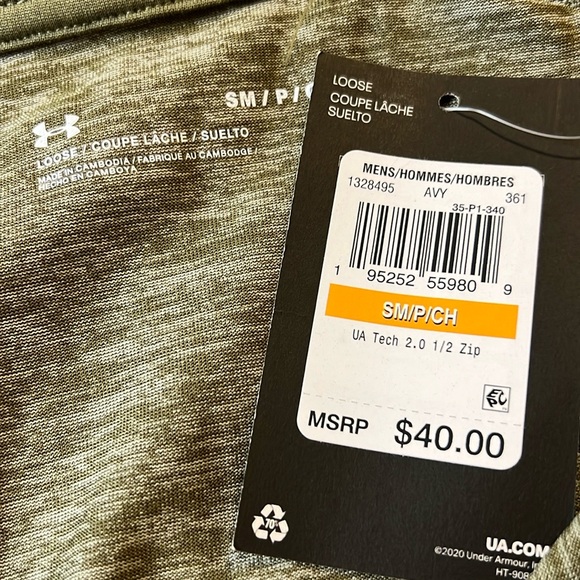 Under Armour Men’s Tech 2.0 ½ Zip Long Sleeve, Tent (361)/Black Small - Picture 4 of 4